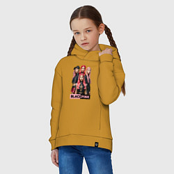 Толстовка оверсайз детская Блэкпинк постер, цвет: горчичный — фото 2