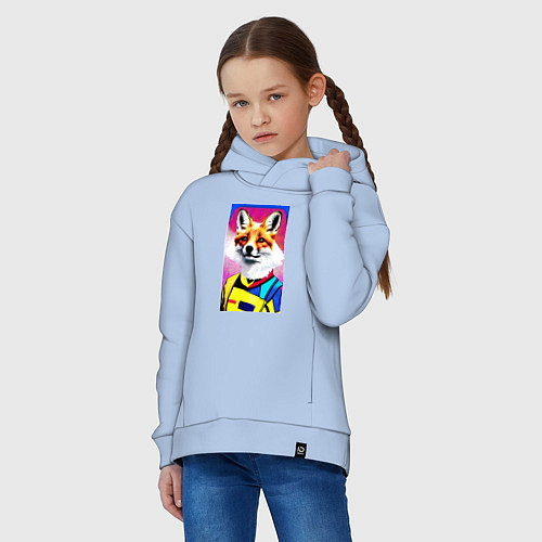 Детское худи оверсайз Fox - pop art - fashionista / Мягкое небо – фото 3