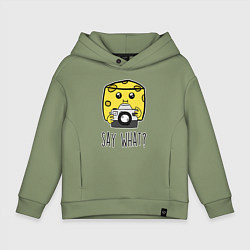Толстовка оверсайз детская Cheese photographer, цвет: авокадо