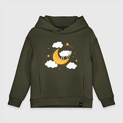 Толстовка оверсайз детская Спящая Овечка, цвет: хаки