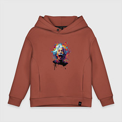 Толстовка оверсайз детская Эйнштейн с языком в краске, цвет: кирпичный