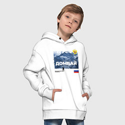 Толстовка оверсайз детская Домбай Карачаево-Черкесская Республика, цвет: белый — фото 2