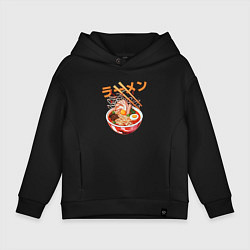 Толстовка оверсайз детская Ramen Рамен, цвет: черный