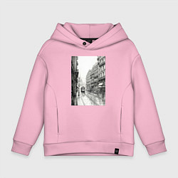 Толстовка оверсайз детская Черно-белый париж, цвет: светло-розовый