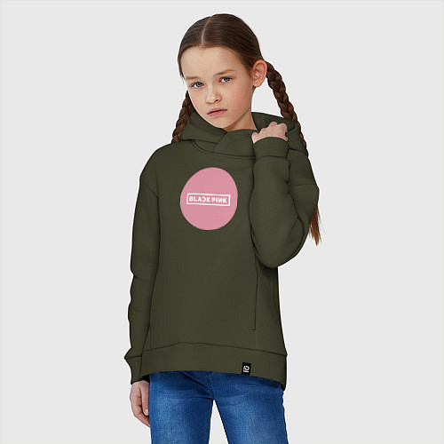 Детское худи оверсайз Black pink - emblem - group / Хаки – фото 3