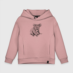 Толстовка оверсайз детская Коала сидит, цвет: пыльно-розовый
