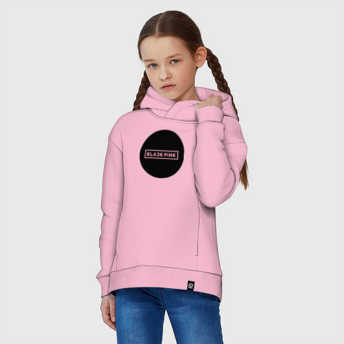 Детское худи оверсайз Black pink - logotype - group - South Korea / Светло-розовый – фото 3