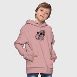 Толстовка оверсайз детская Морская свинка в очках и шапке, цвет: пыльно-розовый — фото 2