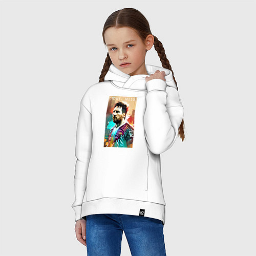 Детское худи оверсайз Lionel Messi - football - striker / Белый – фото 3