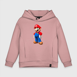 Толстовка оверсайз детская Марио стоит, цвет: пыльно-розовый