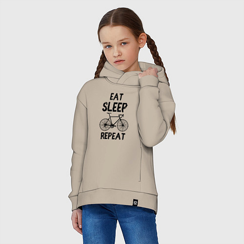 Детское худи оверсайз Eat sleep bike repeat / Миндальный – фото 3