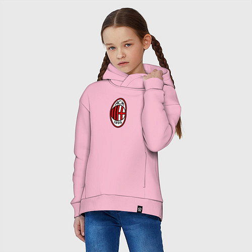 Детское худи оверсайз Футбольный клуб Milan / Светло-розовый – фото 3