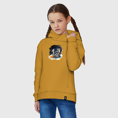 Детское худи оверсайз Космические футболисты / Горчичный – фото 3
