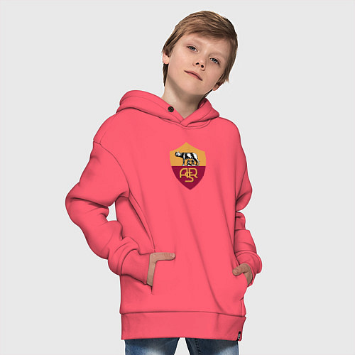 Детское худи оверсайз Roma fc club / Коралловый – фото 4