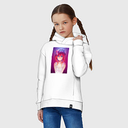 Толстовка оверсайз детская Anime Girl refflex, цвет: белый — фото 2