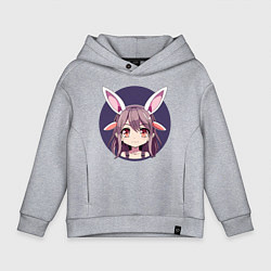 Толстовка оверсайз детская Девочка зайка, цвет: меланж