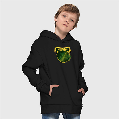 Детское худи оверсайз Знак дракон / Черный – фото 4