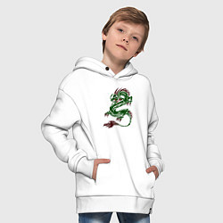 Толстовка оверсайз детская Символ года - зелёный дракон, цвет: белый — фото 2
