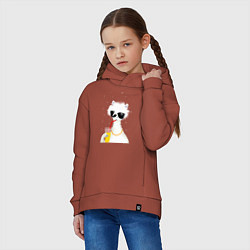 Толстовка оверсайз детская Лама - альпака с бокалом, цвет: кирпичный — фото 2