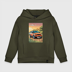 Толстовка оверсайз детская Land rover evoque, цвет: хаки