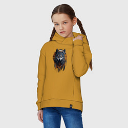 Толстовка оверсайз детская Волк и ловец снов, цвет: горчичный — фото 2