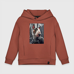 Толстовка оверсайз детская Dude bull terrier in New York - ai art, цвет: кирпичный