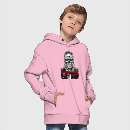 Детское худи оверсайз Terminator 2 T800 / Светло-розовый – фото 4