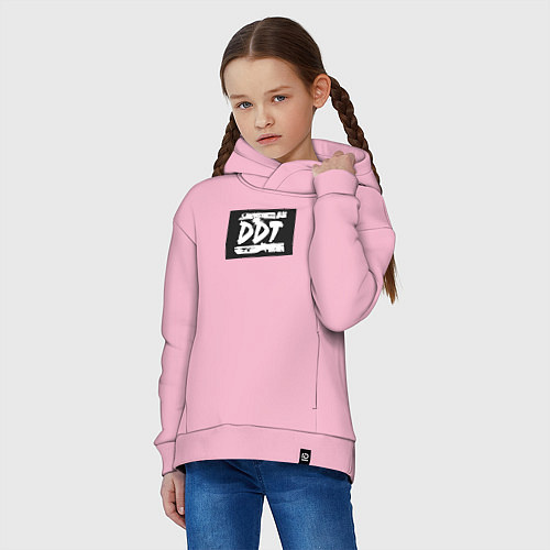 Детское худи оверсайз ДДТ - логотип / Светло-розовый – фото 3