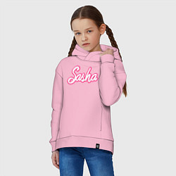 Толстовка оверсайз детская Саша шрифтом барби - объемный шрифт, цвет: светло-розовый — фото 2