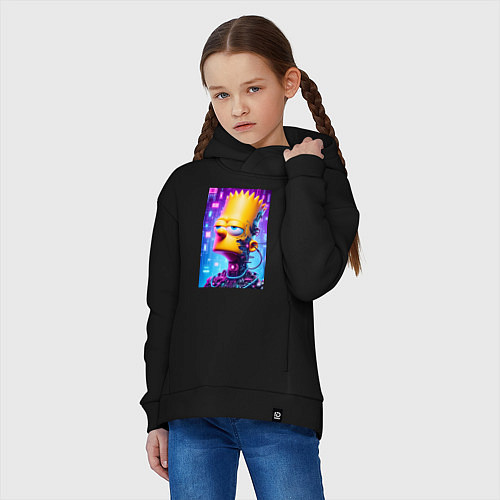 Детское худи оверсайз Cyber Bart Simpson - ai art / Черный – фото 3