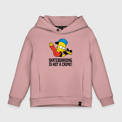 Толстовка оверсайз детская Барт Симпсон скейтбордист, цвет: пыльно-розовый