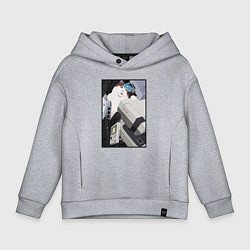 Толстовка оверсайз детская Кот в ретро консолях, цвет: меланж