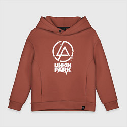 Толстовка оверсайз детская Linkin Park - white, цвет: кирпичный