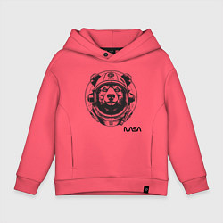 Толстовка оверсайз детская Медведь космонавт nasa, цвет: коралловый