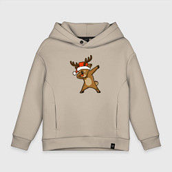 Толстовка оверсайз детская Dabbing deer, цвет: миндальный