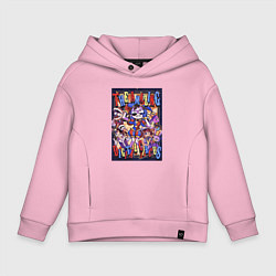 Толстовка оверсайз детская Удивительный цифровой цирк в сборе, цвет: светло-розовый