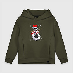 Толстовка оверсайз детская Soccer snowman, цвет: хаки