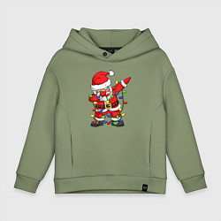 Толстовка оверсайз детская Санта Клаус и гирлянда, цвет: авокадо