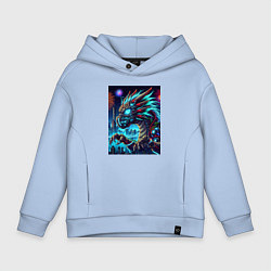 Толстовка оверсайз детская Cyber dragon - ai art neon, цвет: мягкое небо