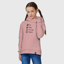 Толстовка оверсайз детская Eat sleep caturday, цвет: пыльно-розовый — фото 2