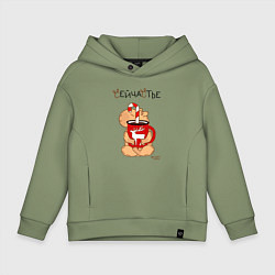 Толстовка оверсайз детская Капибара и кружка кофе: сейчастье, цвет: авокадо