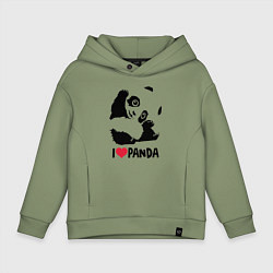 Толстовка оверсайз детская I love panda, цвет: авокадо