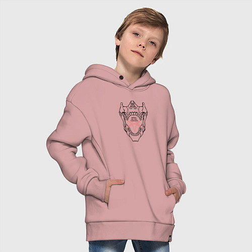 Детское худи оверсайз Bring Me the Horizon - logo / Пыльно-розовый – фото 4