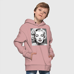 Толстовка оверсайз детская Портрет Мэрилин, цвет: пыльно-розовый — фото 2