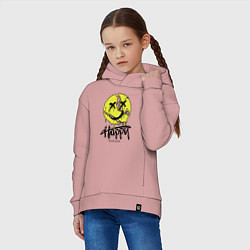 Толстовка оверсайз детская Happy nation smile, цвет: пыльно-розовый — фото 2