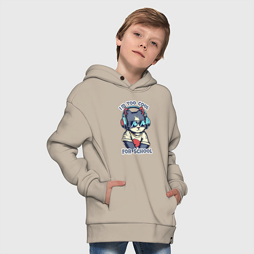 Детское худи оверсайз Too cool for school / Миндальный – фото 4