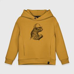 Толстовка оверсайз детская Суслик в кепке, цвет: горчичный