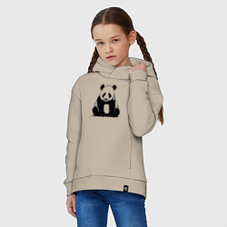 Толстовка оверсайз детская Грустная панда сидит, цвет: миндальный — фото 2