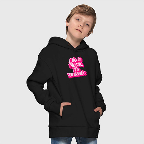 Детское худи оверсайз Barbie life in plastic / Черный – фото 4