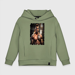 Толстовка оверсайз детская Майк Тайсон лучший боксер, цвет: авокадо